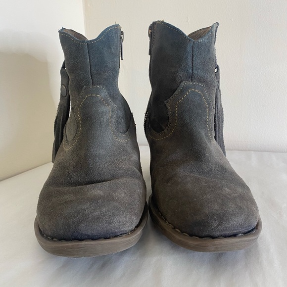 Born Alondra booties boots women's size 7.5 gray leather / suede heeled western - Picture 4 of 9